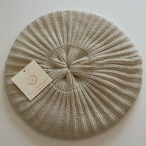 Four Buttons By San Diego Hat Company Ivory Knit Beret Hat
